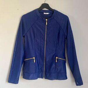Blue and Gold Athletic Jacket with Pockets